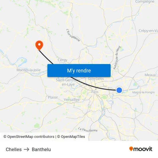Chelles to Banthelu map