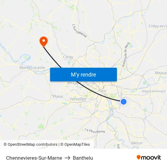 Chennevieres-Sur-Marne to Banthelu map