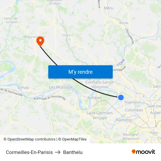 Cormeilles-En-Parisis to Banthelu map