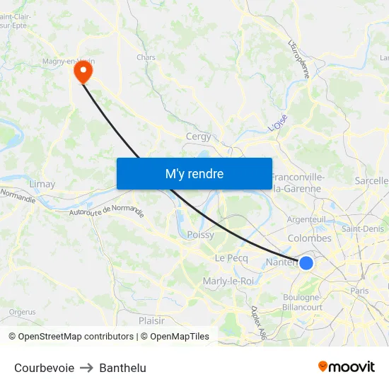 Courbevoie to Banthelu map
