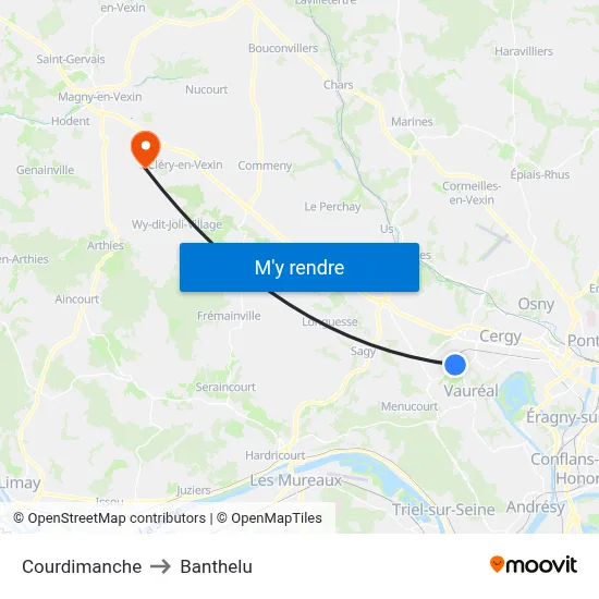 Courdimanche to Banthelu map