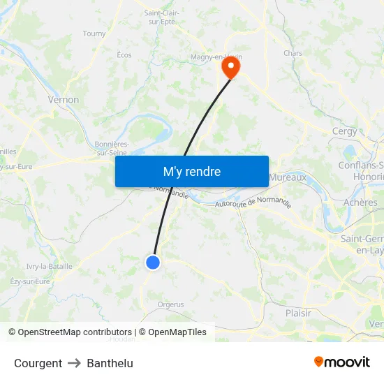 Courgent to Banthelu map