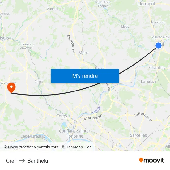 Creil to Banthelu map