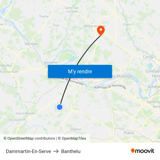 Dammartin-En-Serve to Banthelu map