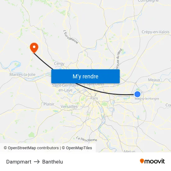 Dampmart to Banthelu map