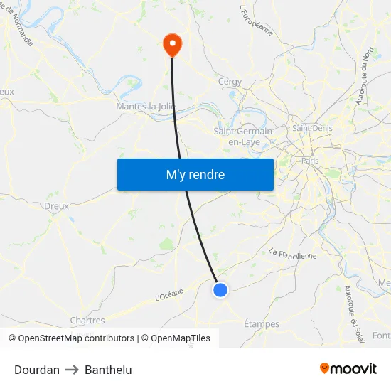 Dourdan to Banthelu map