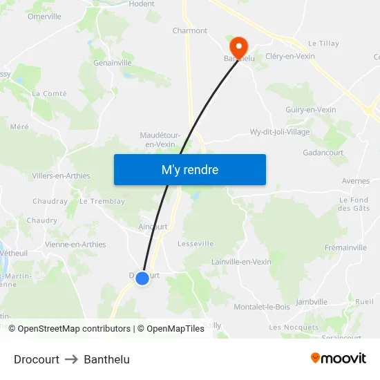 Drocourt to Banthelu map