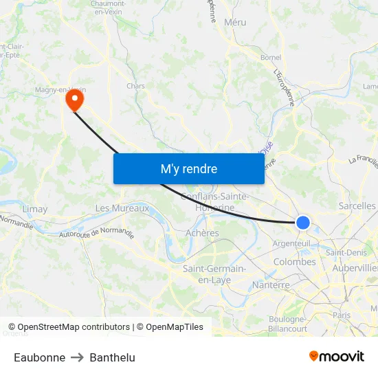 Eaubonne to Banthelu map