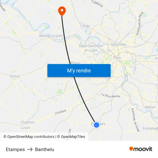 Etampes to Banthelu map
