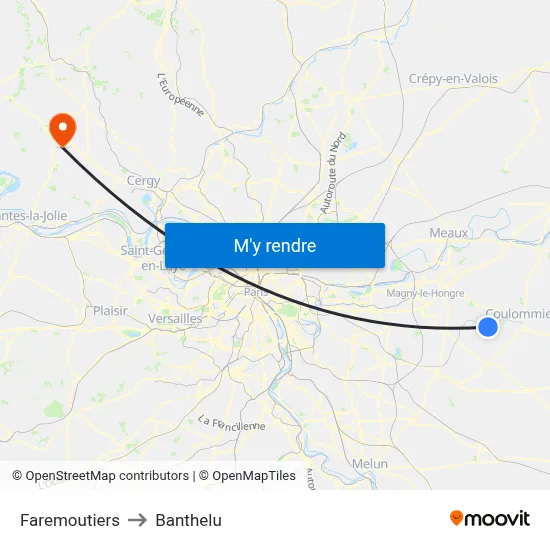 Faremoutiers to Banthelu map