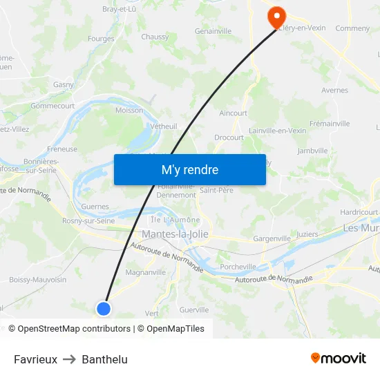 Favrieux to Banthelu map