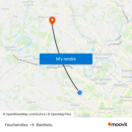 Feucherolles to Banthelu map