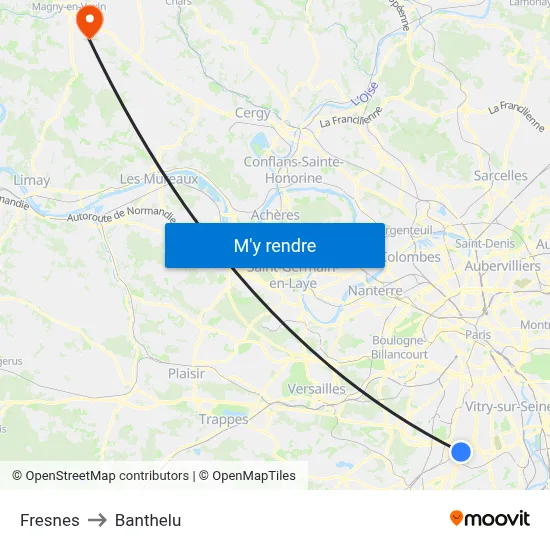 Fresnes to Banthelu map