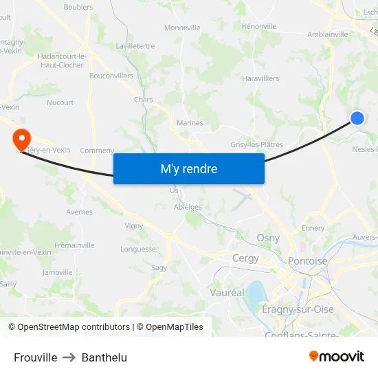 Frouville to Banthelu map