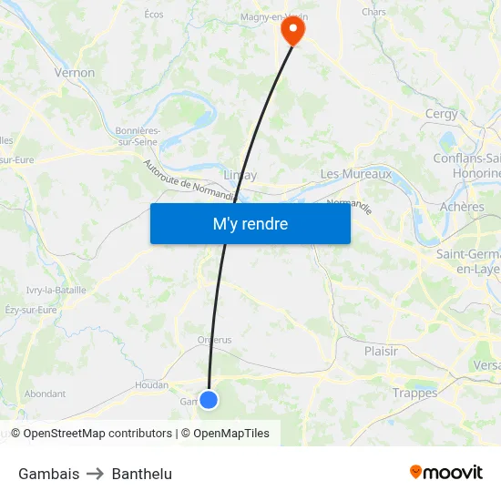 Gambais to Banthelu map
