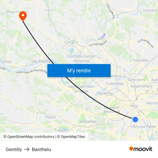 Gentilly to Banthelu map