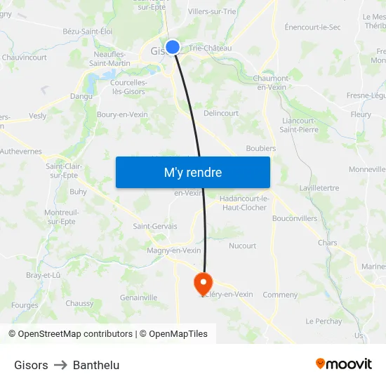 Gisors to Banthelu map