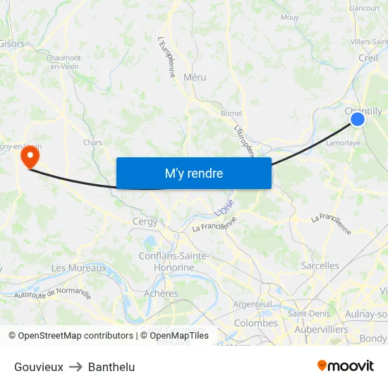 Gouvieux to Banthelu map