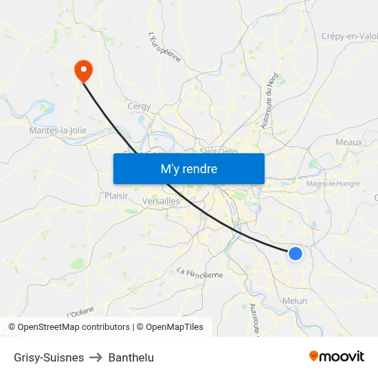 Grisy-Suisnes to Banthelu map