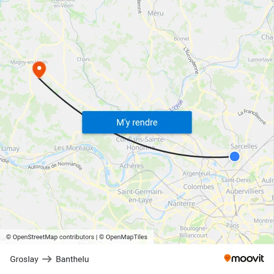 Groslay to Banthelu map