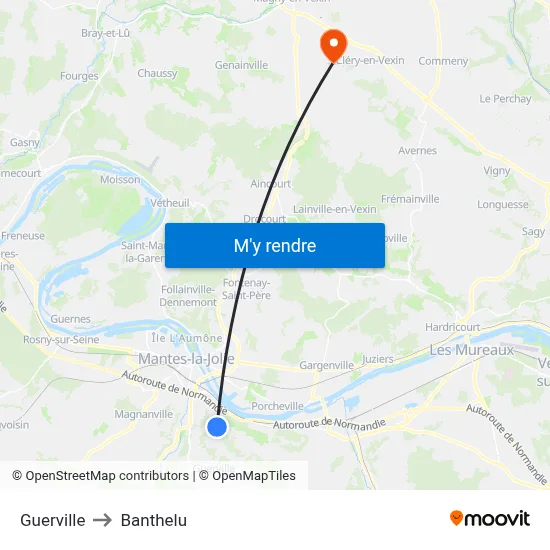 Guerville to Banthelu map