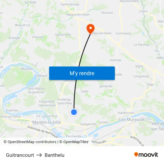 Guitrancourt to Banthelu map