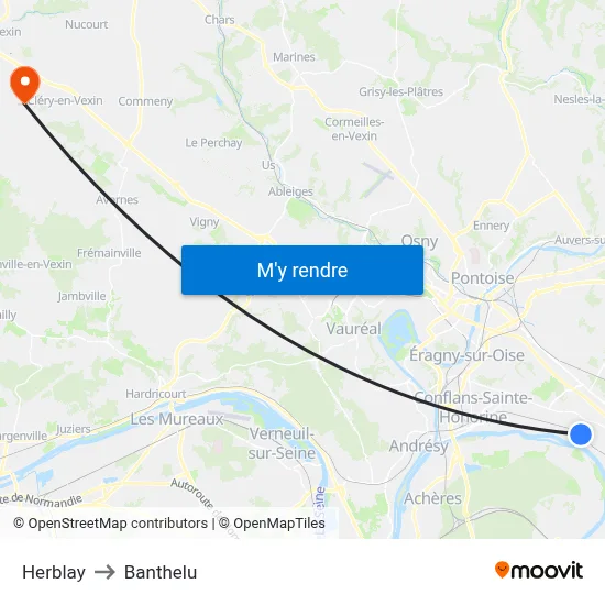 Herblay to Banthelu map