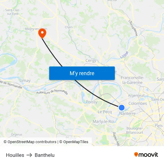 Houilles to Banthelu map