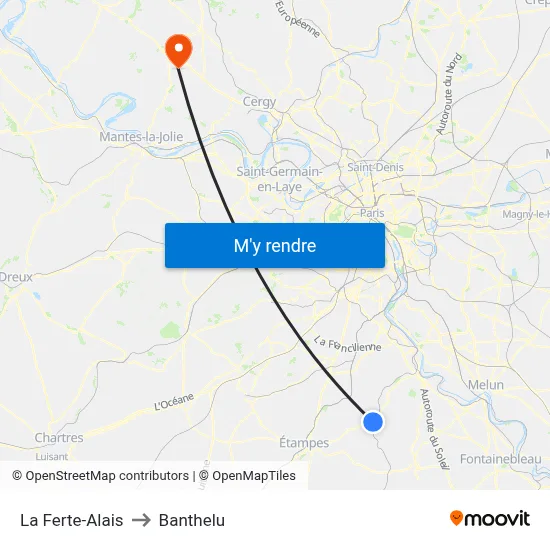 La Ferte-Alais to Banthelu map