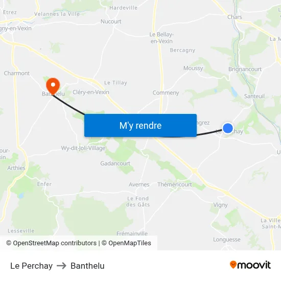 Le Perchay to Banthelu map