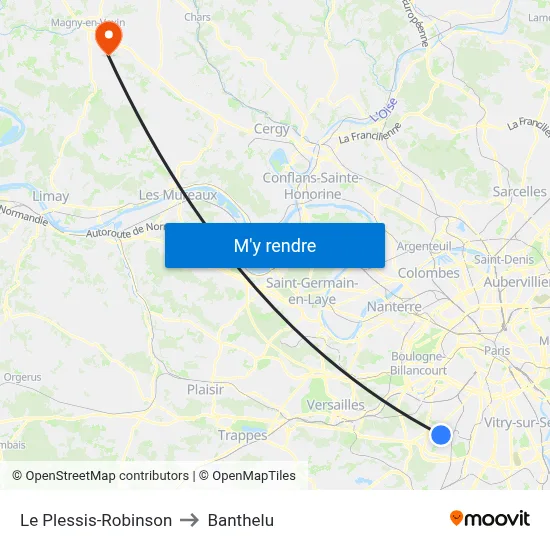 Le Plessis-Robinson to Banthelu map