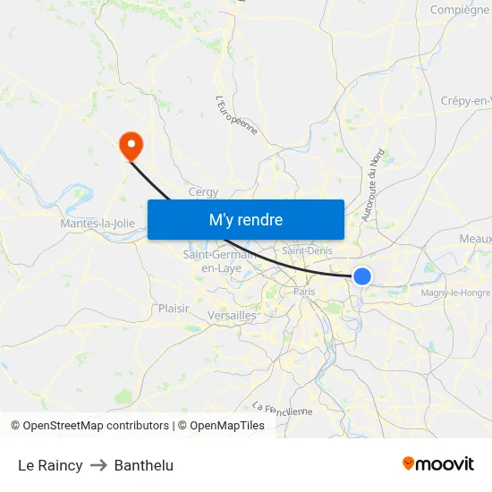 Le Raincy to Banthelu map