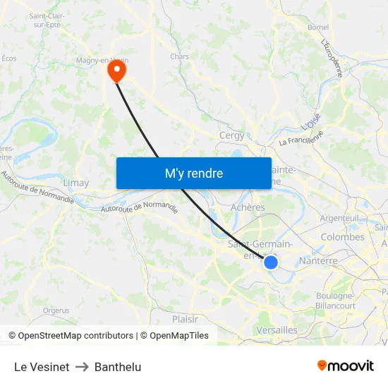 Le Vesinet to Banthelu map