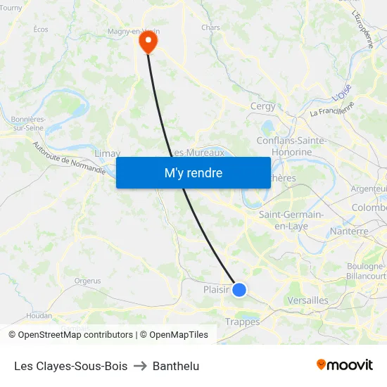 Les Clayes-Sous-Bois to Banthelu map