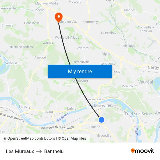 Les Mureaux to Banthelu map