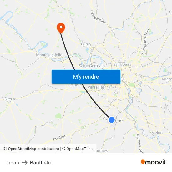 Linas to Banthelu map