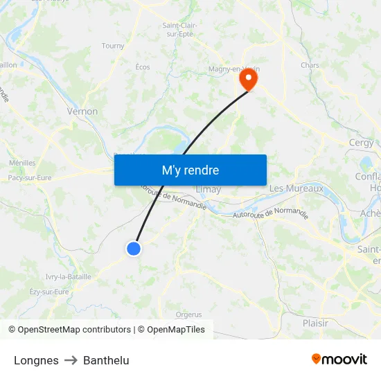 Longnes to Banthelu map