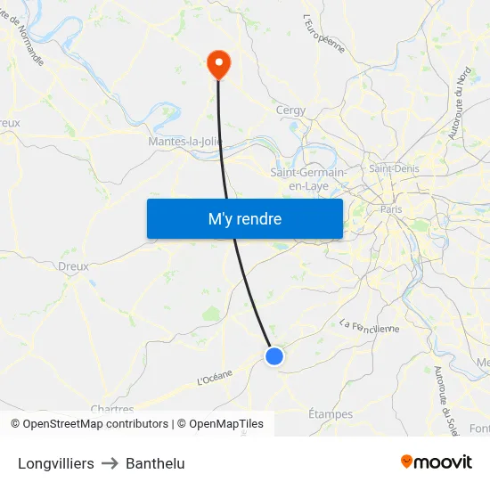 Longvilliers to Banthelu map