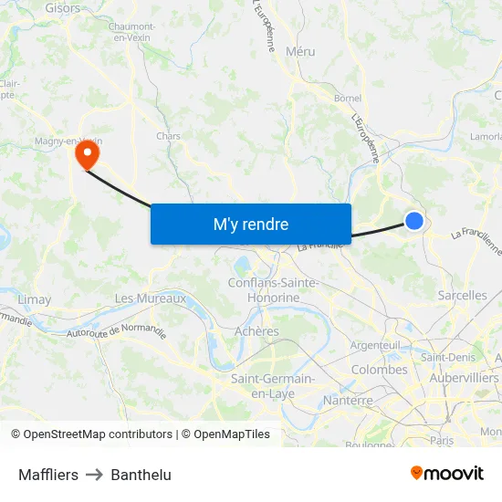 Maffliers to Banthelu map