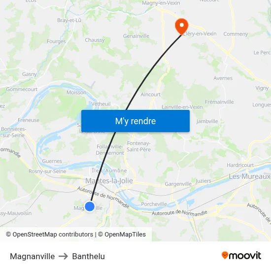 Magnanville to Banthelu map