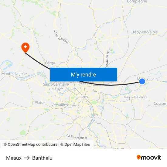 Meaux to Banthelu map