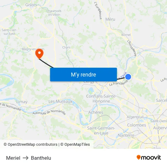 Meriel to Banthelu map