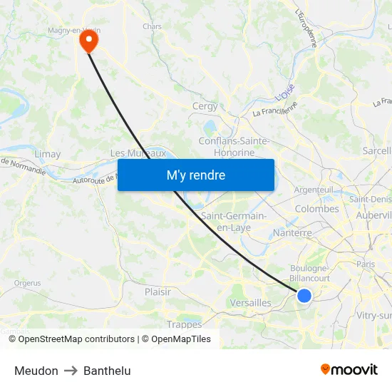 Meudon to Banthelu map