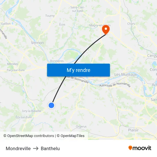 Mondreville to Banthelu map