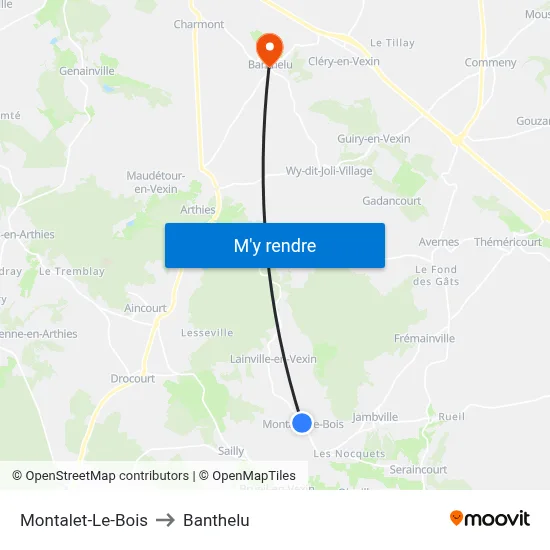 Montalet-Le-Bois to Banthelu map