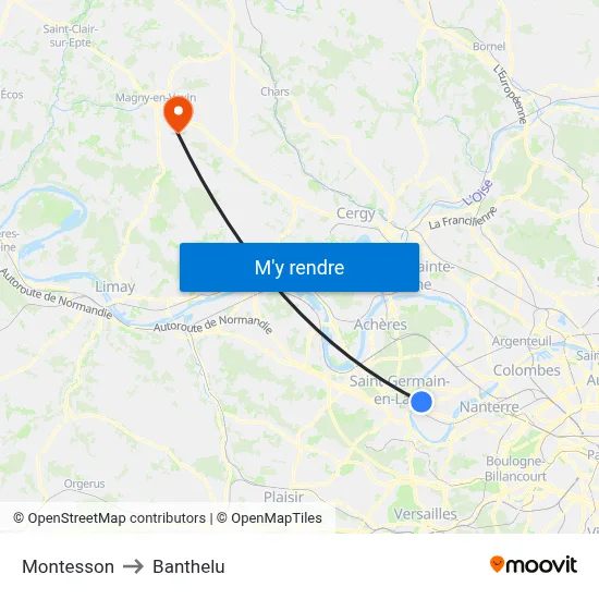 Montesson to Banthelu map