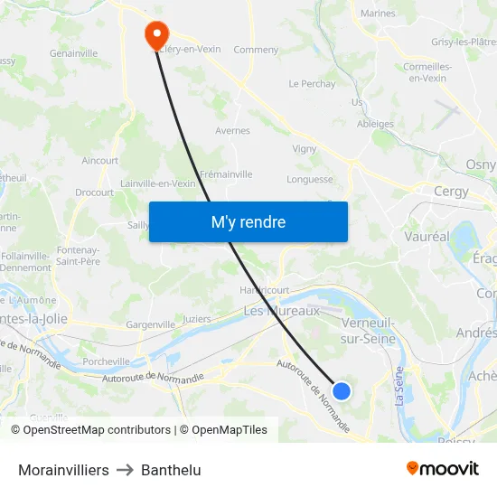 Morainvilliers to Banthelu map
