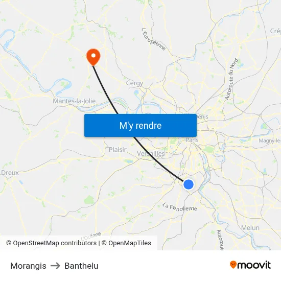 Morangis to Banthelu map