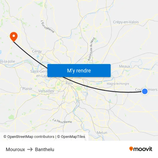 Mouroux to Banthelu map