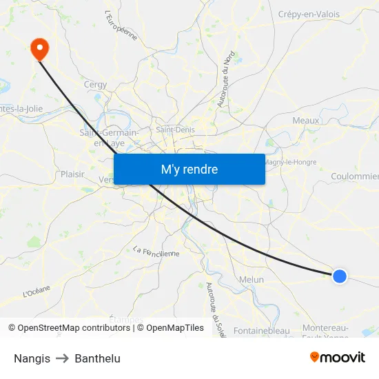 Nangis to Banthelu map